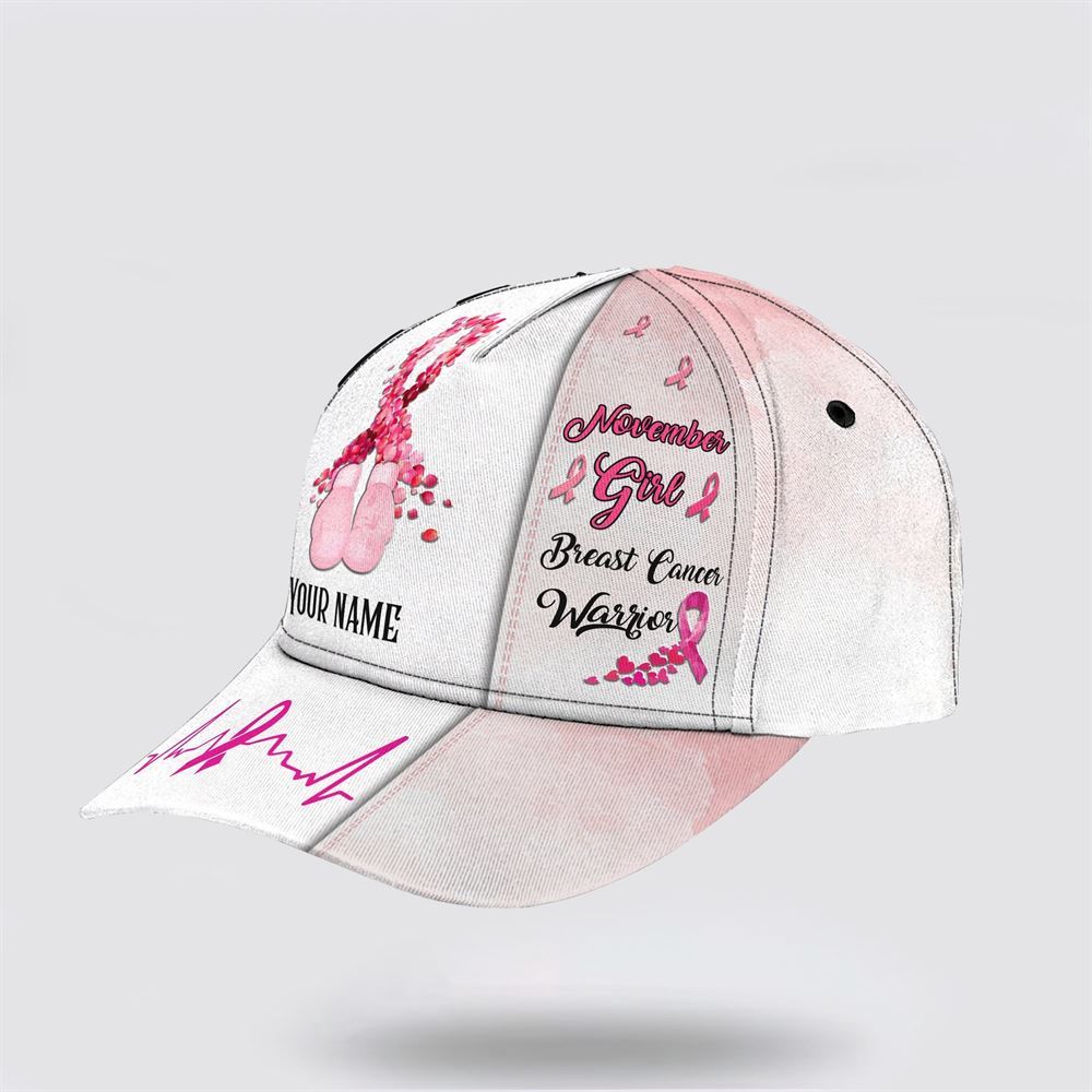 Customized Breast Cancer Awareness November Girl Baseball Cap, Gifts For Breast Cancer Patients, Breast Cancer Hat