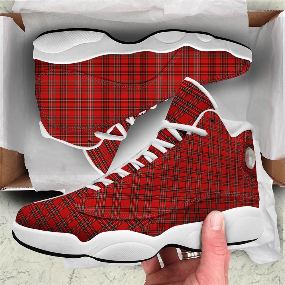 Christmas Basketball Shoes, Tartan Christmas Scottish Print Pattern Jd13 Shoes For Men Women, Christmas Fashion Shoes