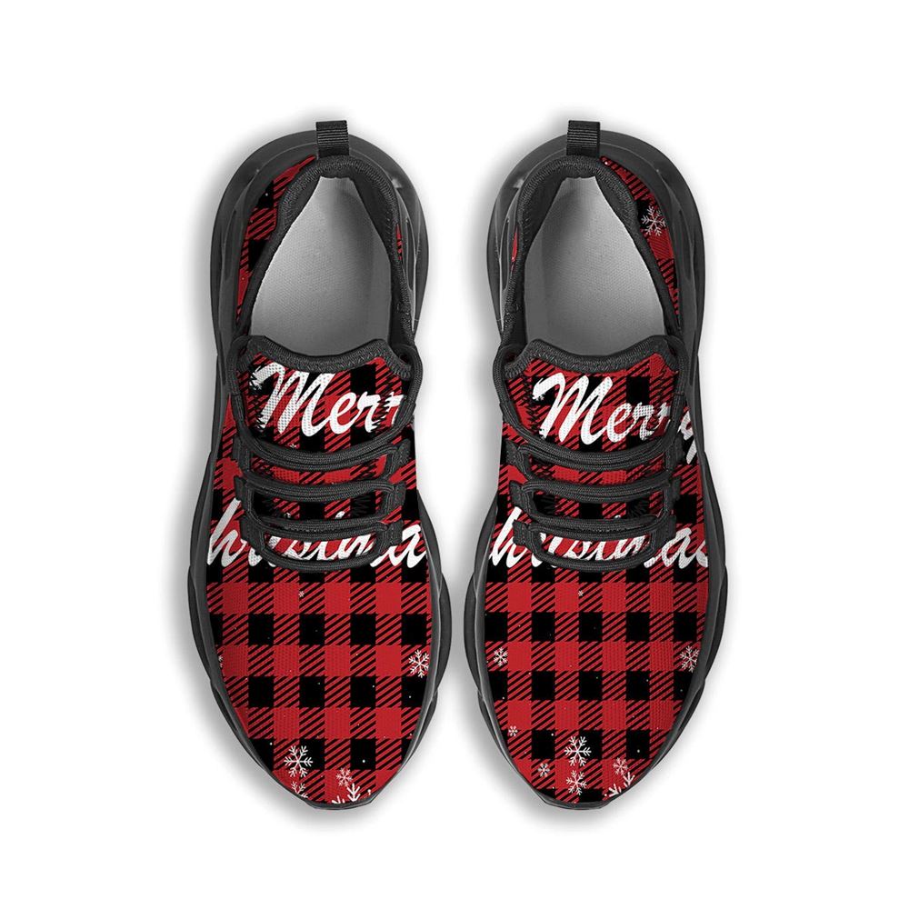 Buffalo Plaid Christmas Print Black Max Soul Shoes For Men Women, Best Running Sneaker, Christmas Shoes, Winter Fashion Shoes