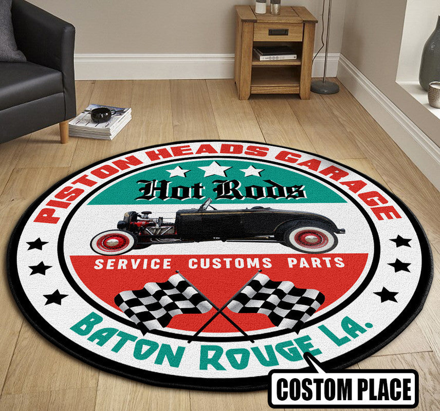 Personalized Piston Heads Garage Round Mat Round Floor Mat Room Rugs Carpet Outdoor Rug Washable Rugs