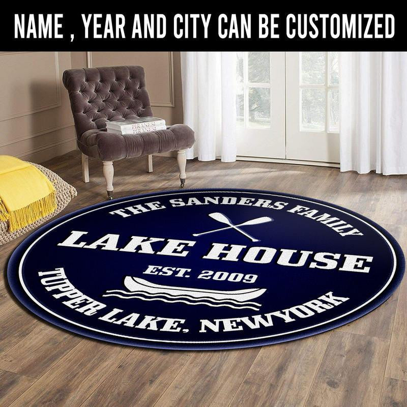 Personalized Lake House Living Room Round Mat Circle Rug