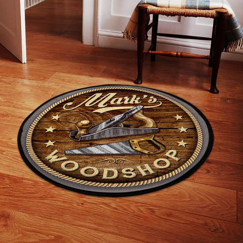 Personalized Woodshop Living Room Round Mat Circle Rug