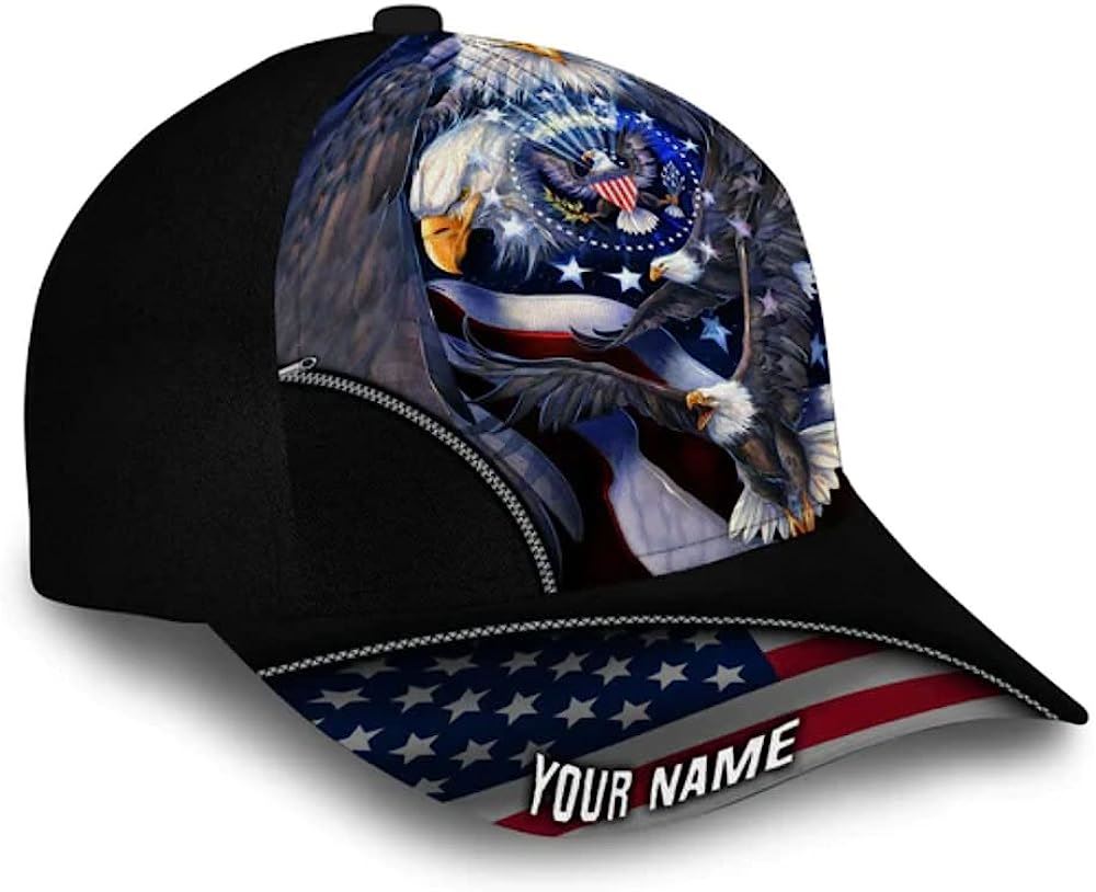 Bless America Eagle With Flag Baseball Caps, Christian Baseball Cap, Religious Cap, Jesus Gift, Jesus Hat