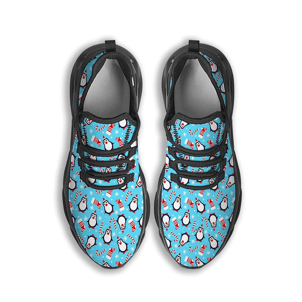 Penguin Christmas Santa Print Pattern Black Max Soul Shoes For Men Women, Best Running Sneaker, Christmas Shoes, Winter Fashion Shoes