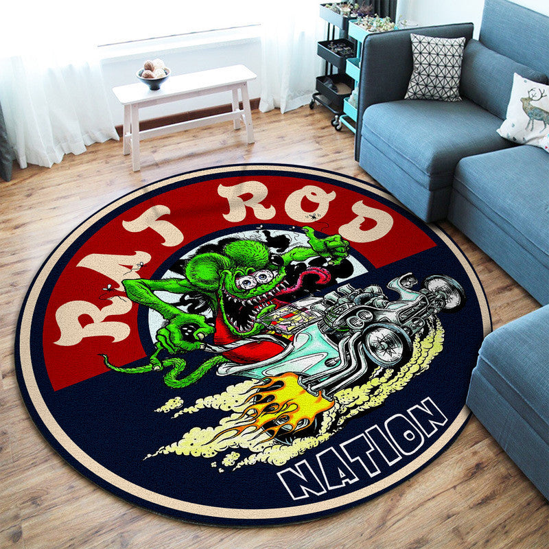 Rat Rod Nation Round Mat Round Floor Mat Room Rugs Carpet Outdoor Rug Washable Rugs