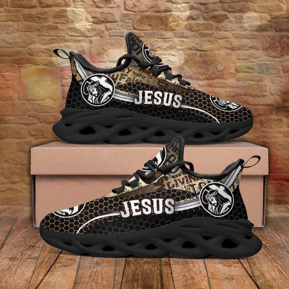 Christian Best Running Shoes, Jesus Running Sneakers White Black Max Soul Shoes For Men And Women, Jesus Fashion Shoes