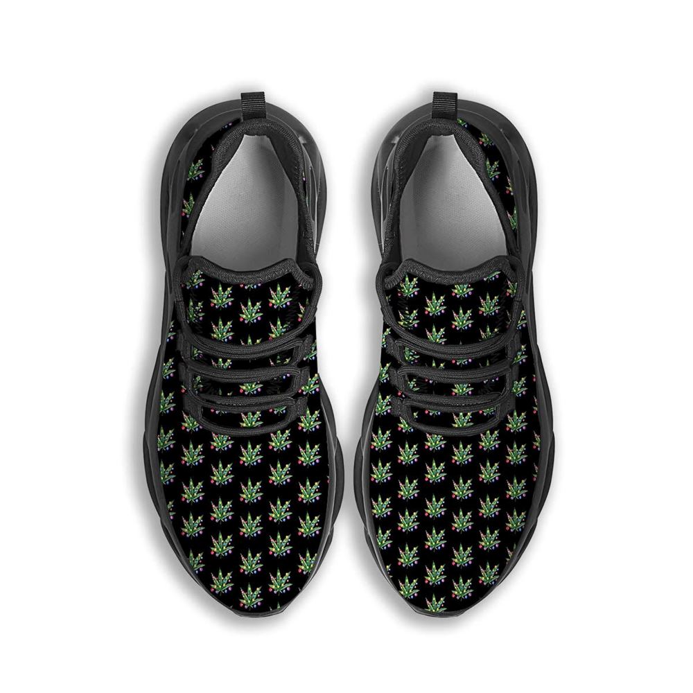 Pot Leaf Christmas Print Pattern Black Max Soul Shoes For Men Women, Best Running Sneaker, Christmas Shoes, Winter Fashion Shoes