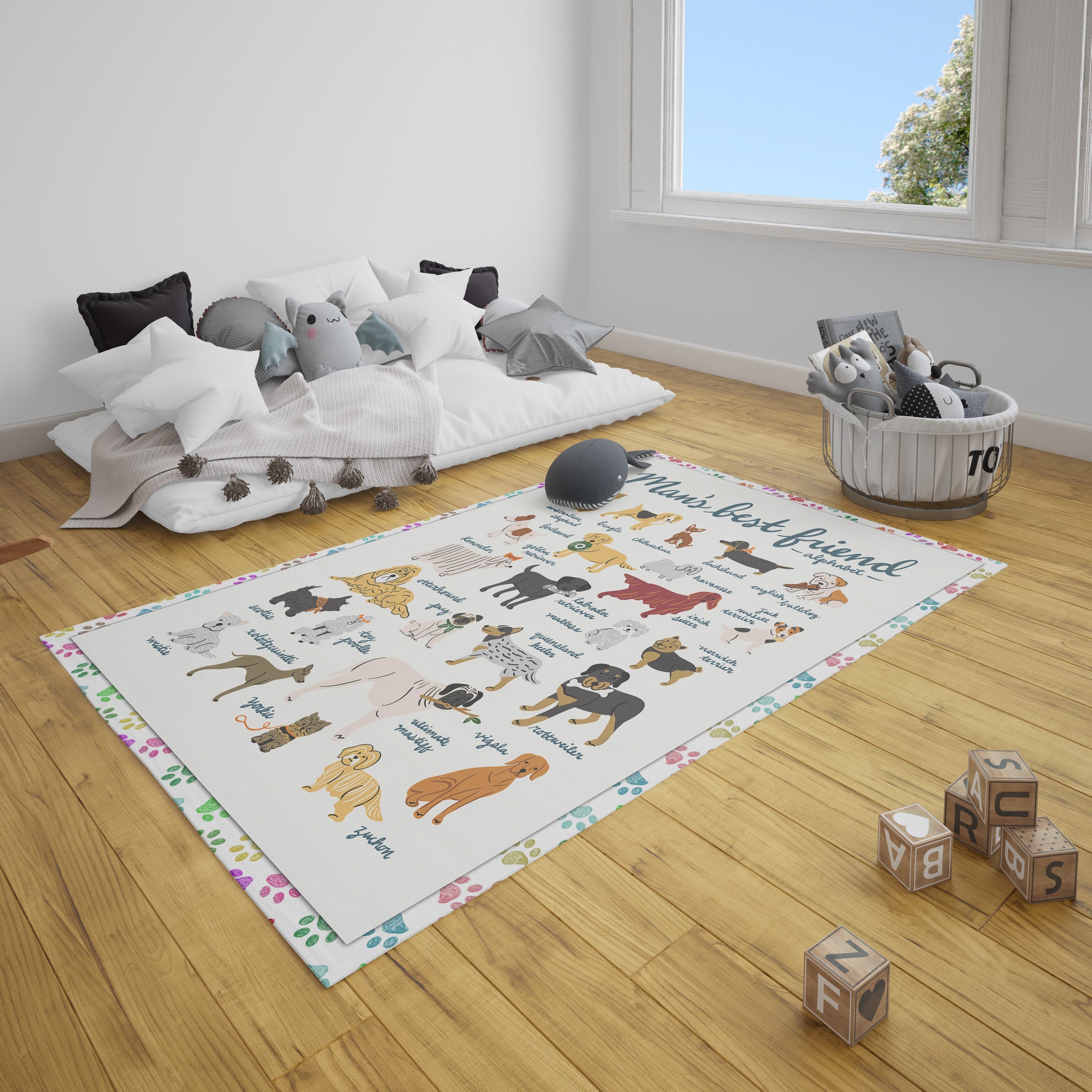 Dog Lovers Bedroom Rugs Dog Rug Rectangle Rugs Washable Area Rug Non-Slip Carpet For Living Room Bedroom