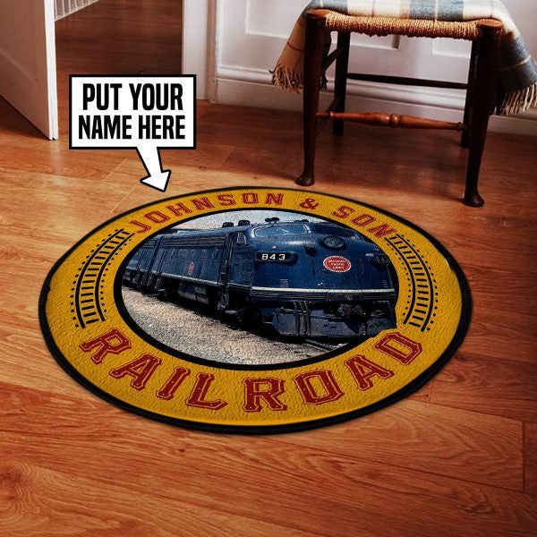 Personalized Missouri Pacific Railroad Round Mat Round Floor Mat Room Rugs Carpet Outdoor Rug Washable Rugs