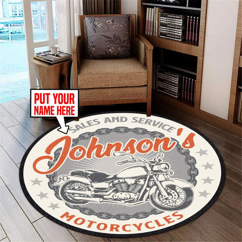 Personalized Motorcycles Living Room Round Mat Circle Rug