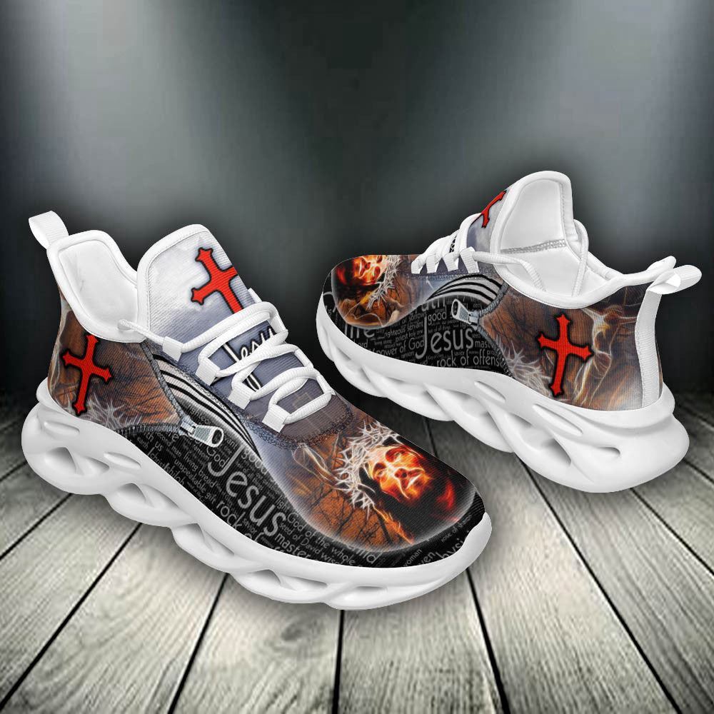 Christian Best Running Shoes, Jesus Running Sneakers Black White Max Soul Shoes For Men And Women, Jesus Fashion Shoes