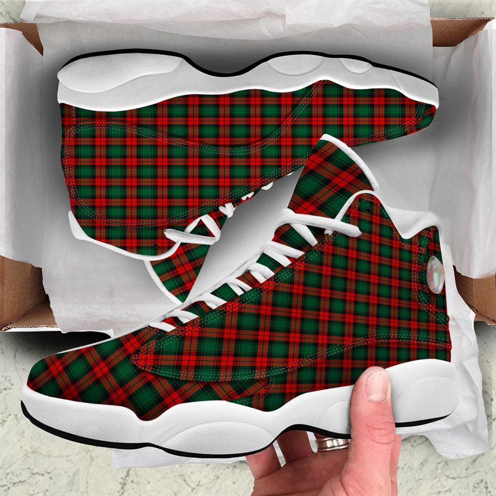 Christmas Basketball Shoes, Tartan Christmas Print Pattern Jd13 Shoes For Men Women, Christmas Fashion Shoes