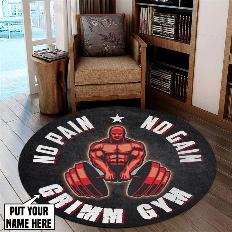 Personalized No Pain No Gain Living Room Round Mat Circle Rug