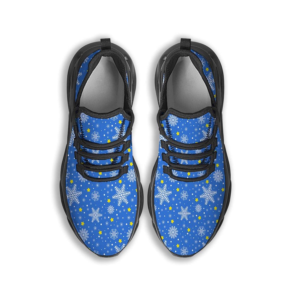 Stars And Christmas Snowflakes Print Black Max Soul Shoes For Men Women, Best Running Sneaker, Christmas Shoes, Winter Fashion Shoes