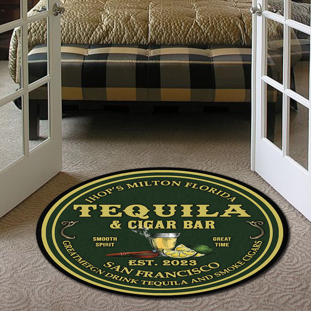 Personalized Tequila Cigar Bar Living Room Round Mat Circle Rug