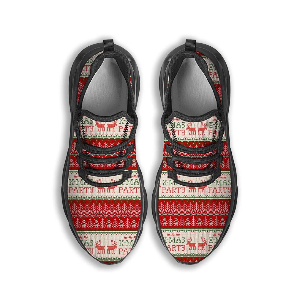 Festive Christmas Knitted Print Pattern Black Max Soul Shoes For Men Women, Best Running Sneaker, Christmas Shoes, Winter Fashion Shoes