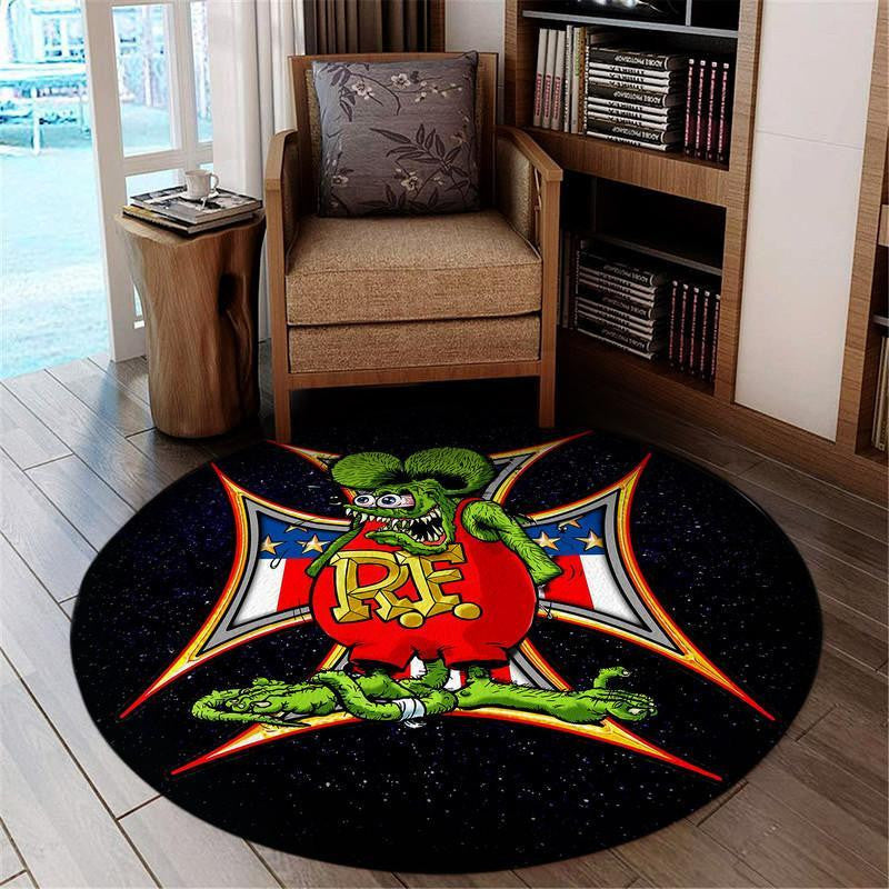 Rat Fink Hot Rod Round Mat 06899 Living Room Rugs, Bedroom Rugs, Kitchen Rugs