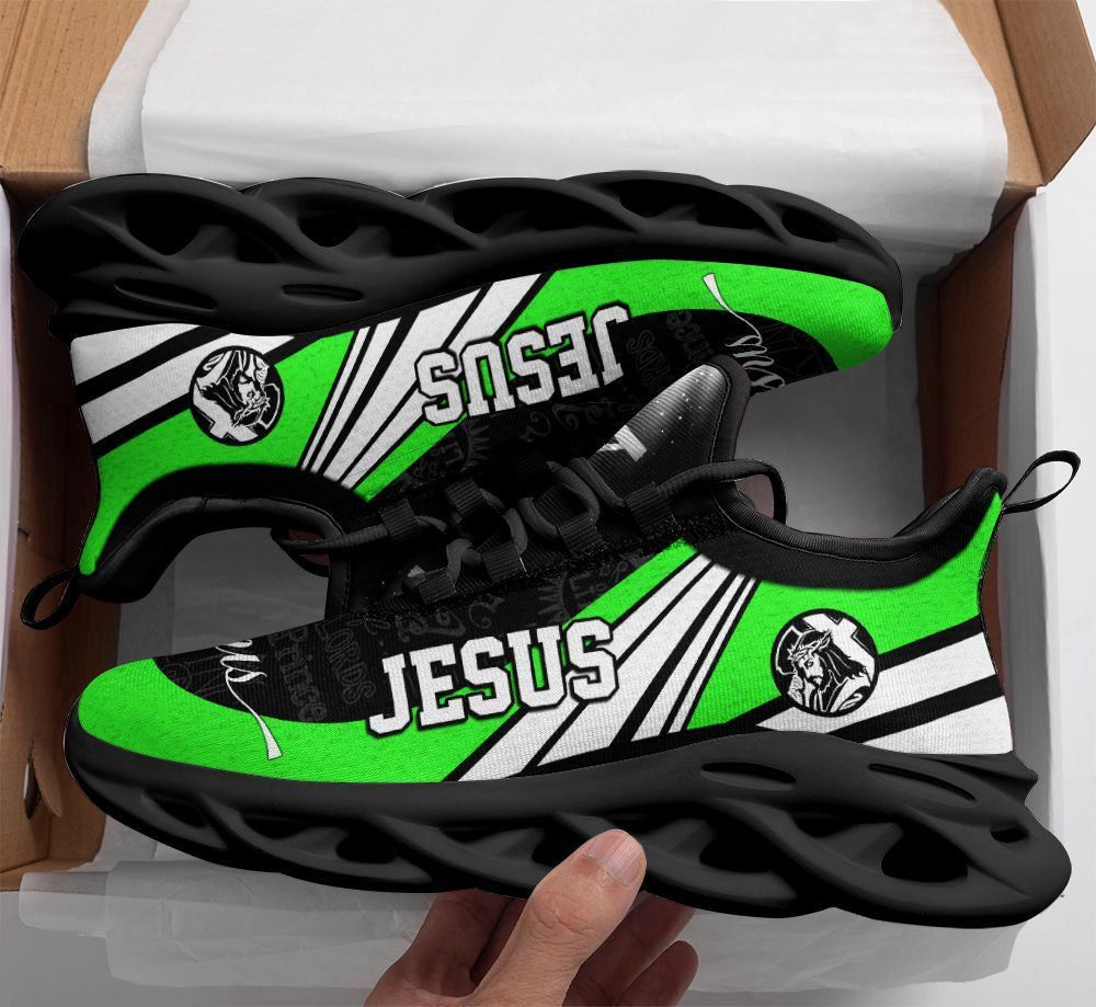 Christian Best Running Shoes, Jesus Running Sneakers Green Max Soul Shoes For Men And Women, Jesus Fashion Shoes