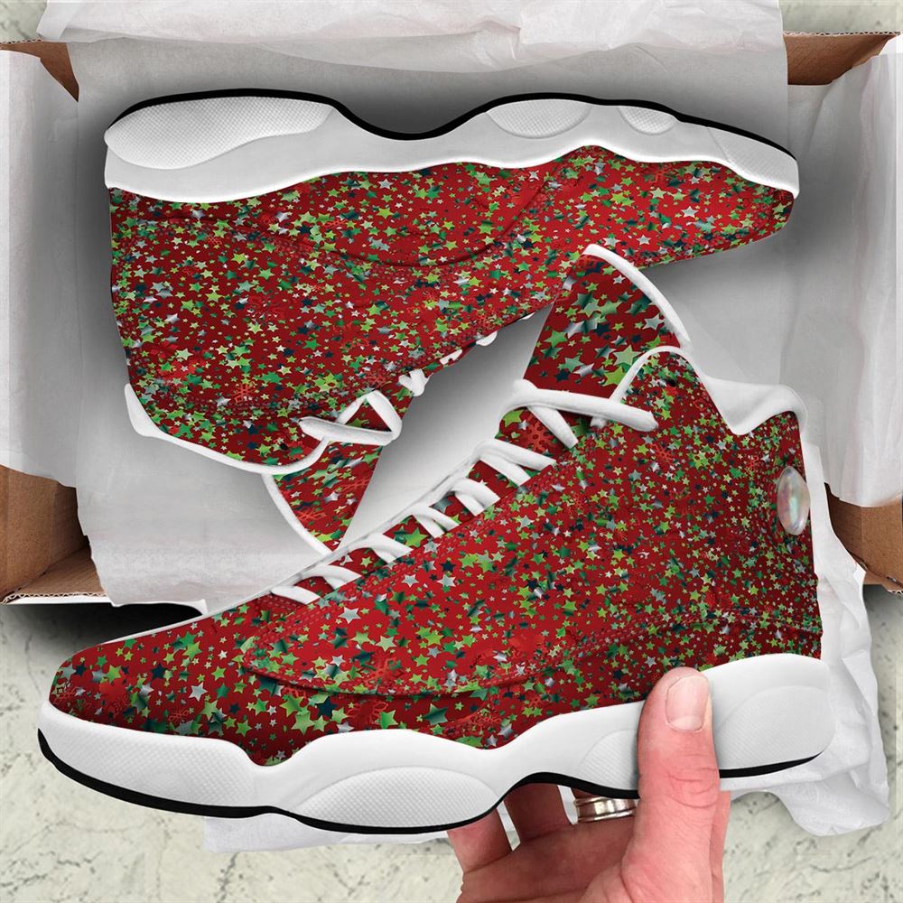 Christmas Basketball Shoes, Sparkle Christmas Print Jd13 Shoes For Men Women, Christmas Fashion Shoes