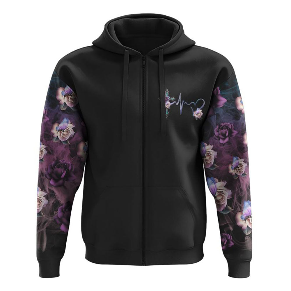 Faith Cross Floral Butterfly All Over Print 3D Hoodie, Christian Hoodie, Christian Sweatshirt, Bible Verse Shirt