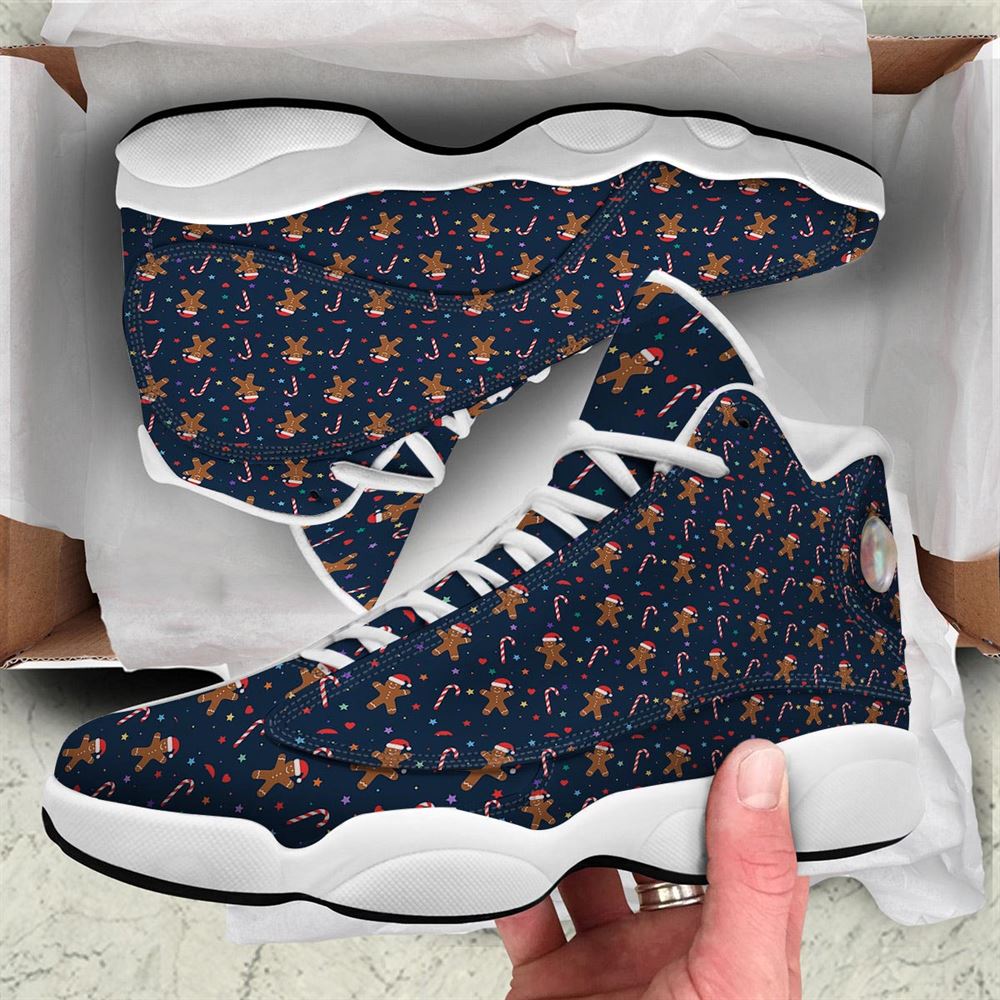 Christmas Basketball Shoes, Gingerbread Christmas Print Pattern Jd13 Shoes For Men Women, Christmas Fashion Shoes