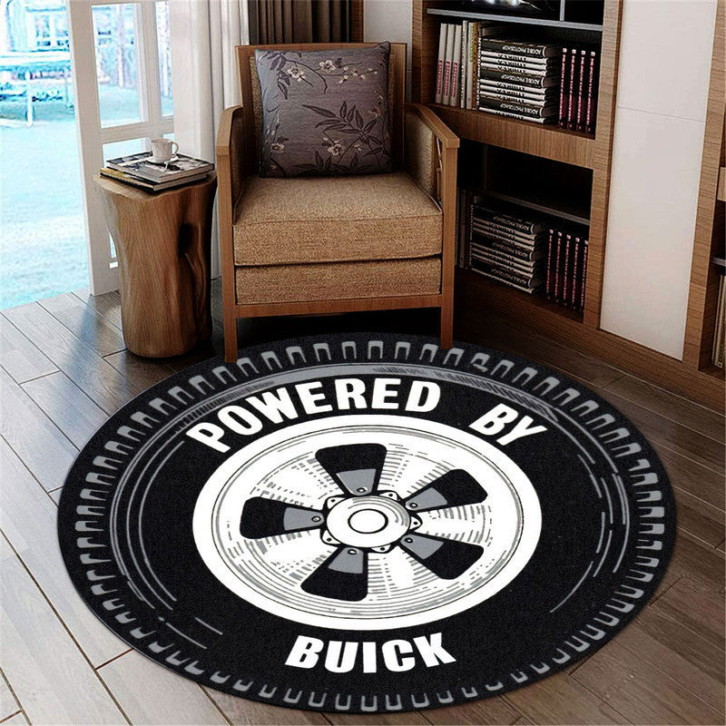 Power By Buick Wheel Vintage Hot Rat Rod Drag Racing Round Mat Round Floor Mat Room Rugs Carpet Outdoor Rug Washable Rugs