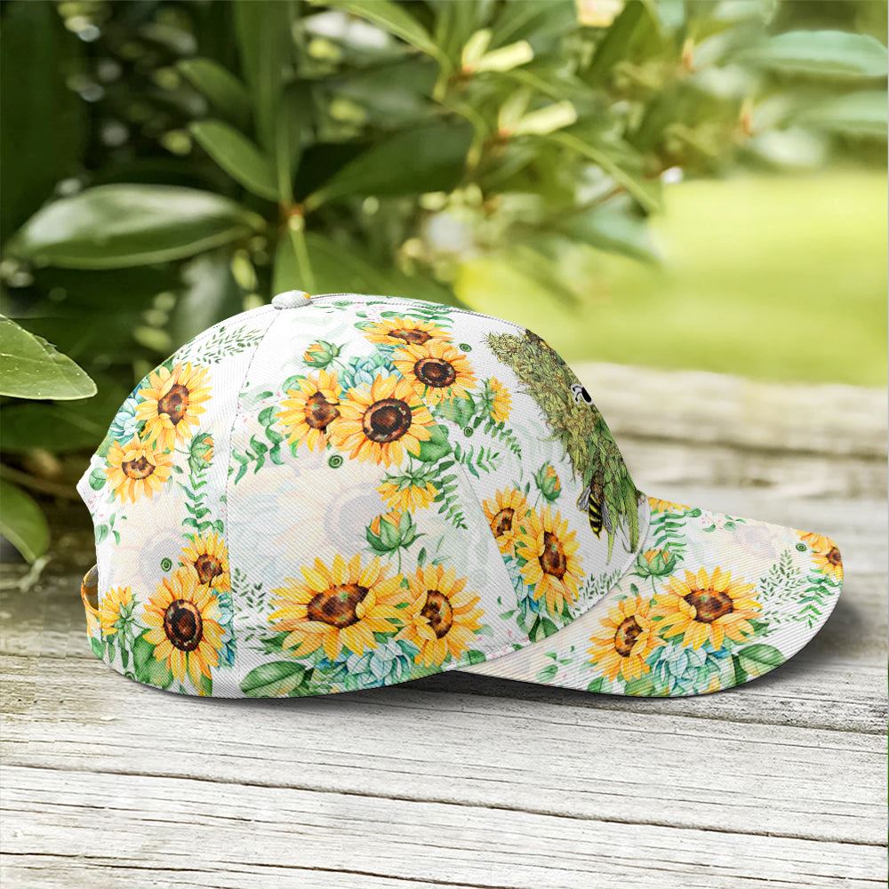 Bee happy Sunflower Pattern Baseball Cap, Christian Baseball Cap, Religious Cap, Jesus Gift, Jesus Hat