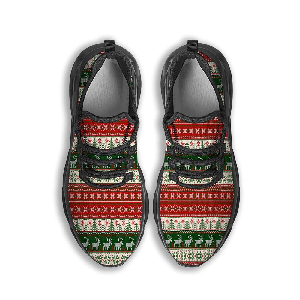 Knitted Merry Christmas Print Pattern Black Max Soul Shoes For Men Women, Best Running Sneaker, Christmas Shoes, Winter Fashion Shoes