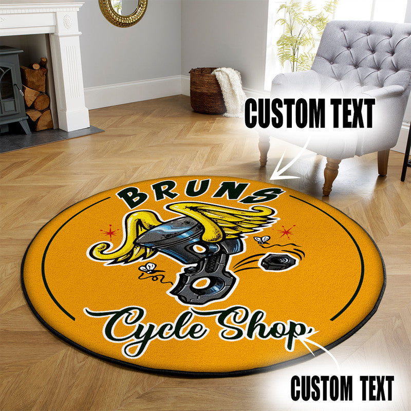 Personalized Hot Rod Garage Decor, Home Bar Decor Cycle Shop Garage Decor, Home Bar Decor Garage Round Mat