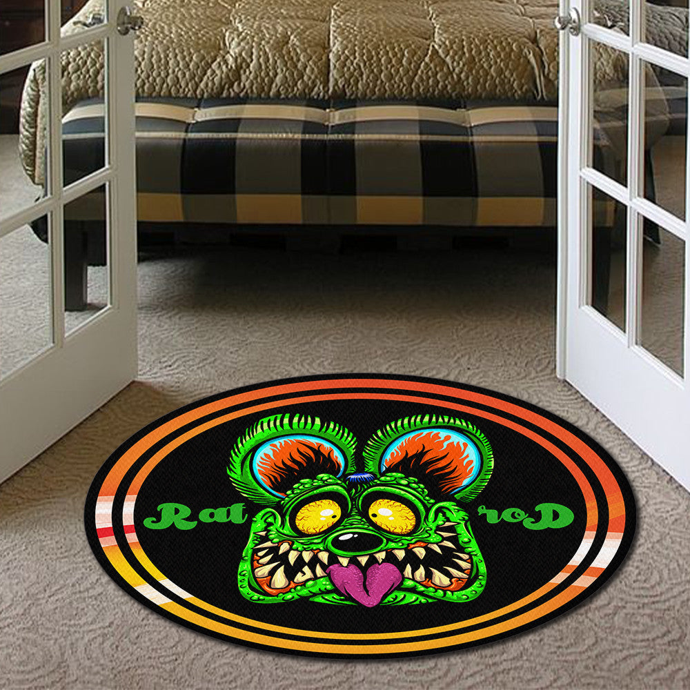 Rat Rod Rat Fink Round Mat Round Floor Mat Room Rugs Carpet Outdoor Rug Washable Rugs