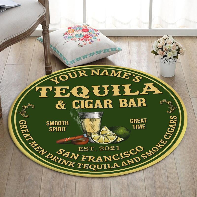 Personalized Tequila Cigar Bar Round Mat Round Floor Mat Room Rugs Carpet Outdoor Rug Washable Rugs