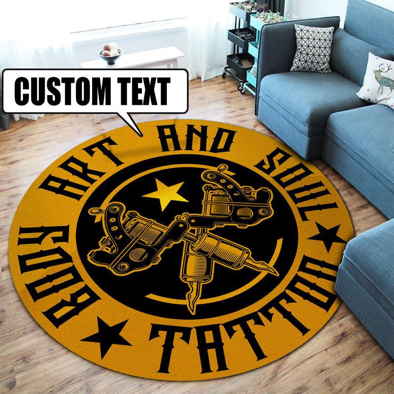 Personalized Tattoo Studio Round Mat Round Floor Mat Room Rugs Carpet Outdoor Rug Washable Rugs