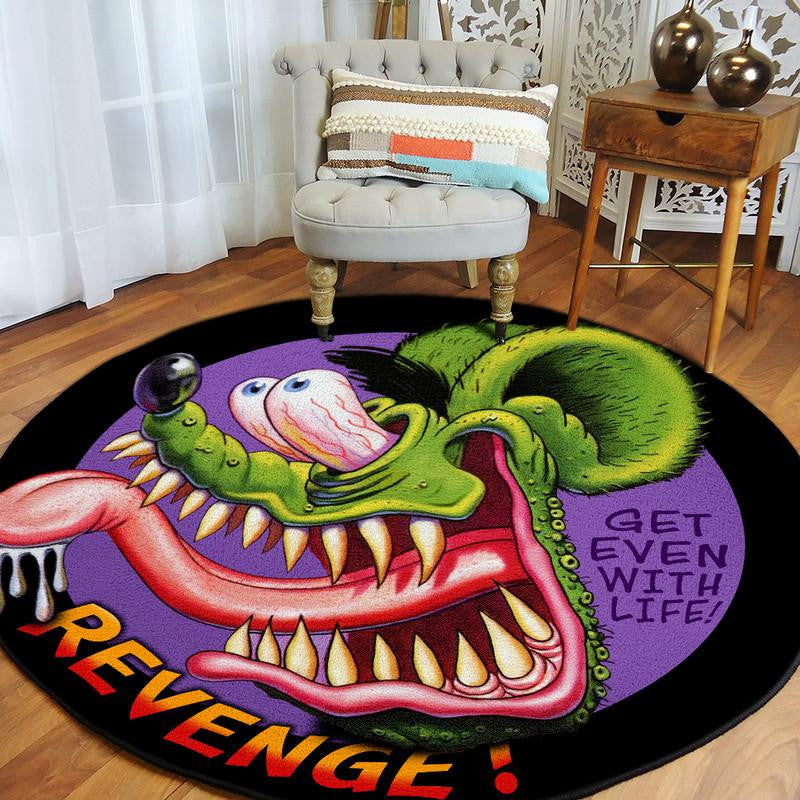 Rat Fink Round Mat 07497 Living Room Rugs, Bedroom Rugs, Kitchen Rugs