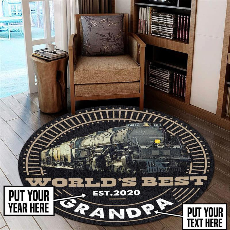 Personalized Union Pacific World Best Grandpa Round Mat Round Floor Mat Room Rugs Carpet Outdoor Rug Washable Rugs