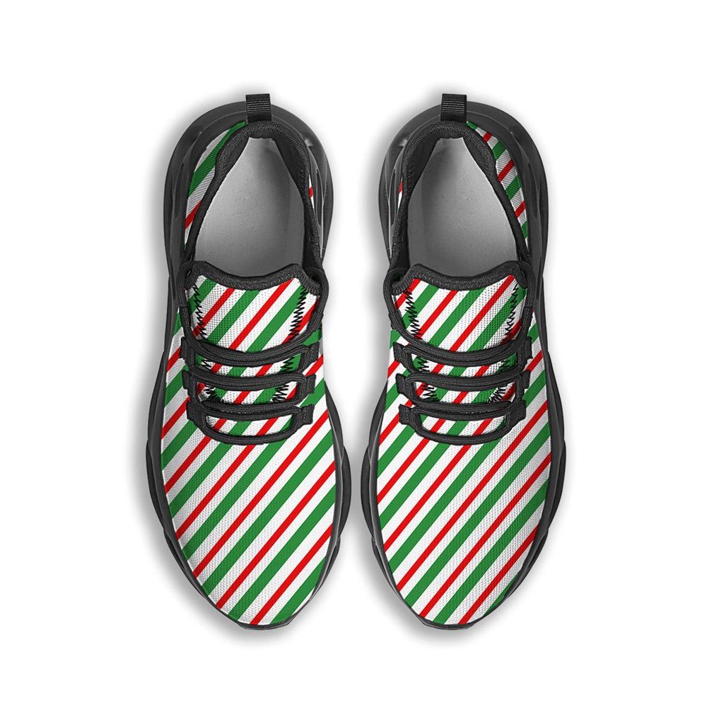 Candy Cane Stripes Christmas Print Black Max Soul Shoes For Men Women, Best Running Sneaker, Christmas Shoes, Winter Fashion Shoes