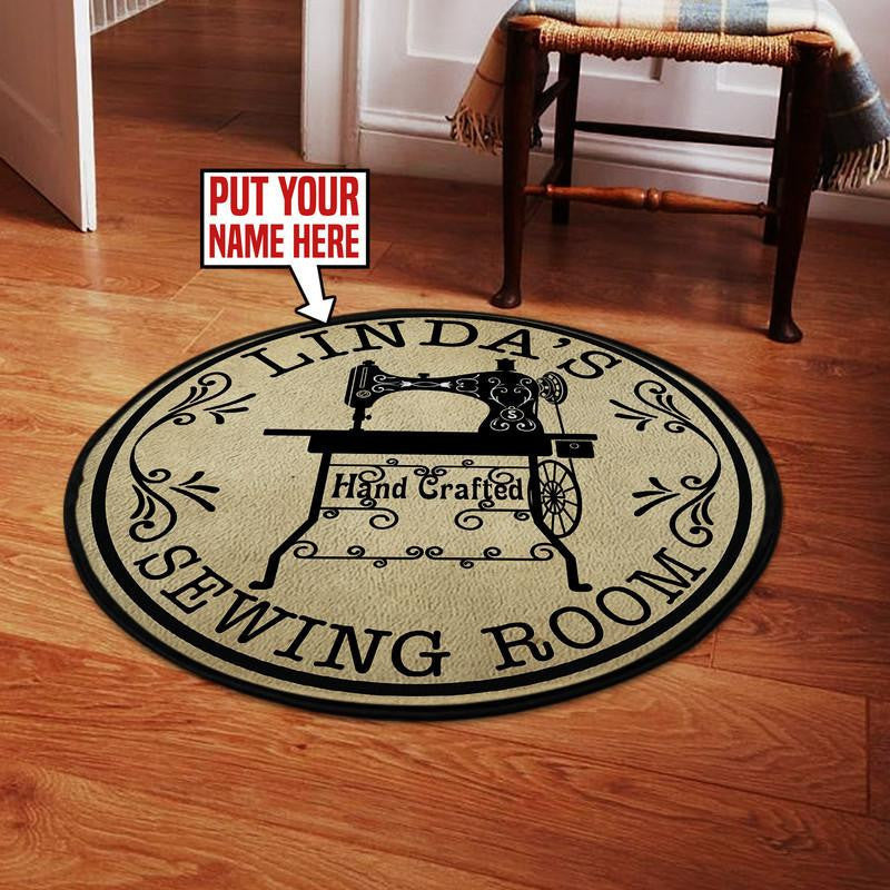 Personalized Sewing Room Living Room Round Mat Circle Rug