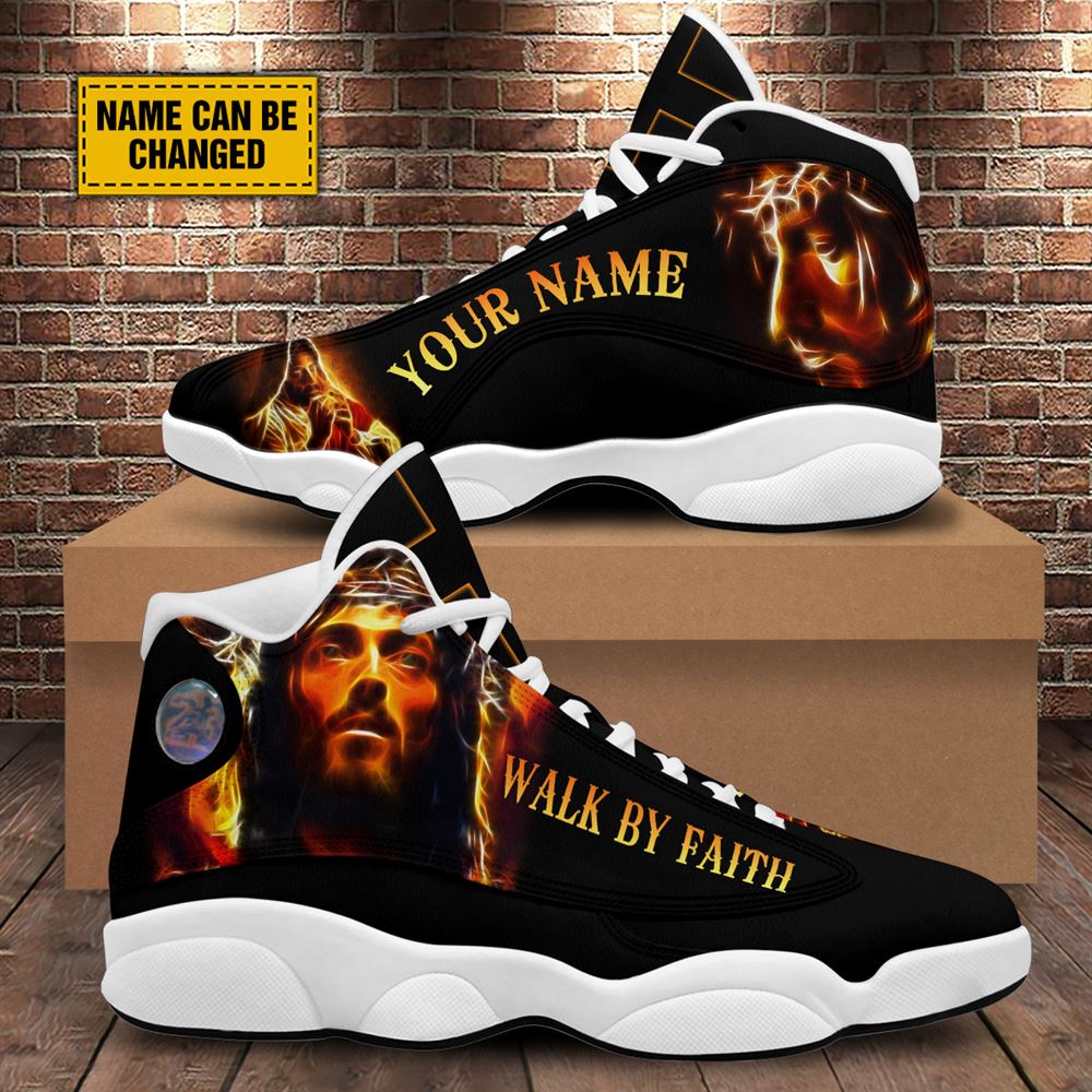 Walk By Faith Portrait Of Jesus Customized Jesus Jd13 Shoes For Man And Women, Christian Basketball Shoes, Gifts For Christian, God Shoes