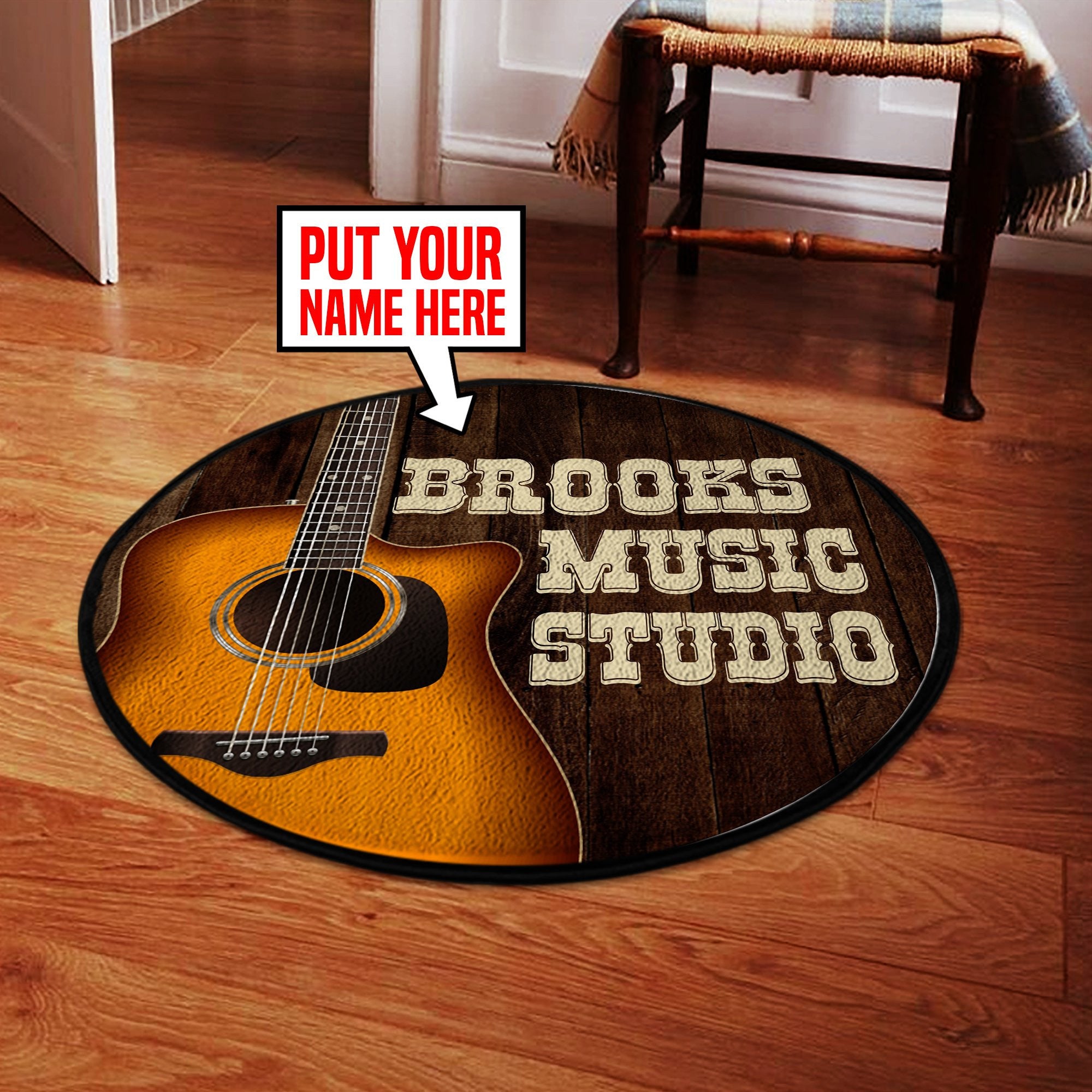 Personalized Music Studio Guitar Round Mat Round Floor Mat Room Rugs Carpet Outdoor Rug Washable Rugs