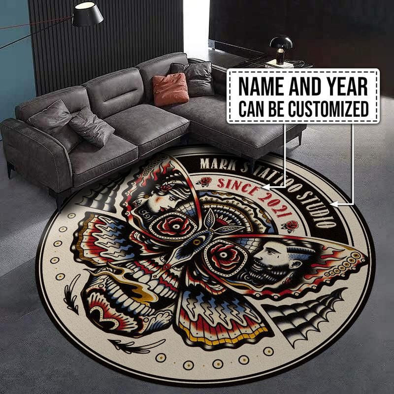 Personalized Tattoo Studio Living Room Round Mat Circle Rug