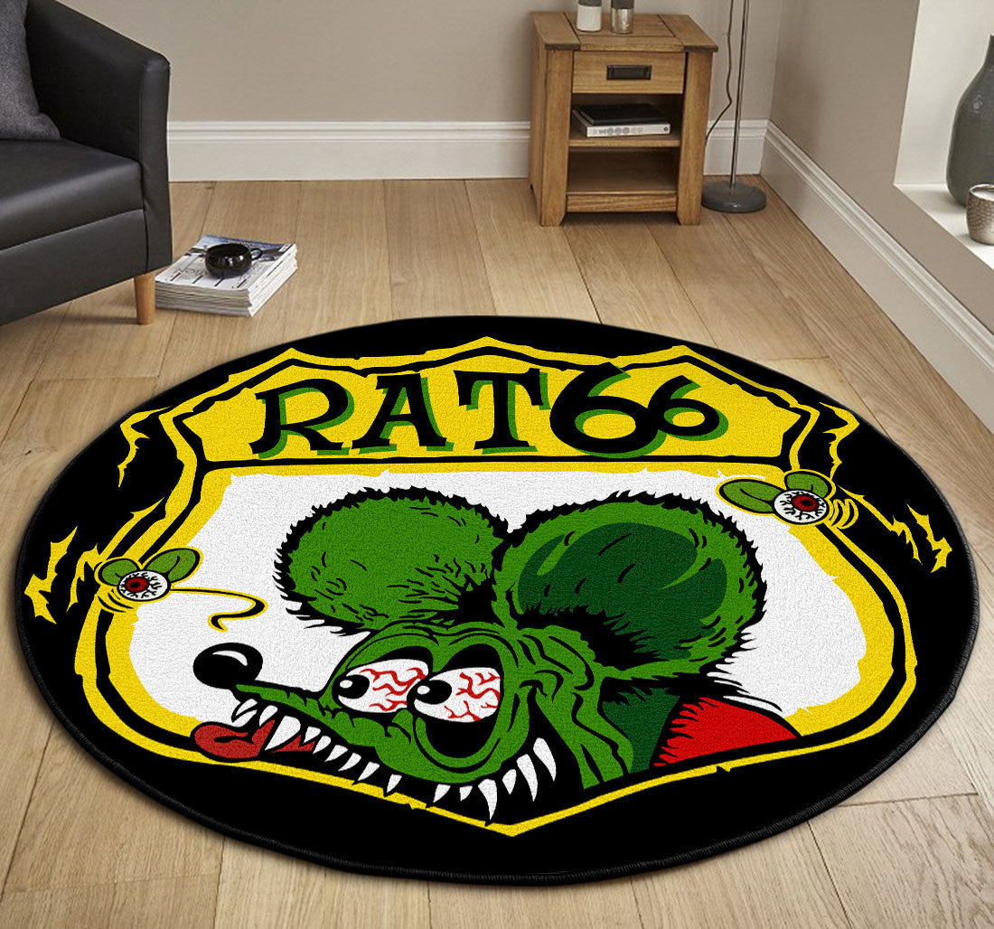 Rat 66 Hot Rod Round Mat Round Floor Mat Room Rugs Carpet Outdoor Rug Washable Rugs