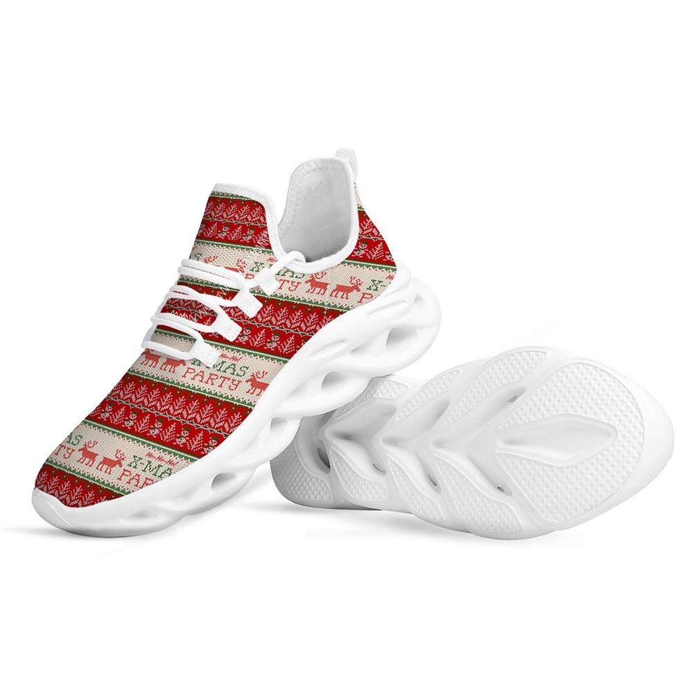 Festive Christmas Knitted Print Pattern White Max Soul Shoes For Men Women, Best Running Sneaker, Christmas Shoes, Winter Fashion Shoes