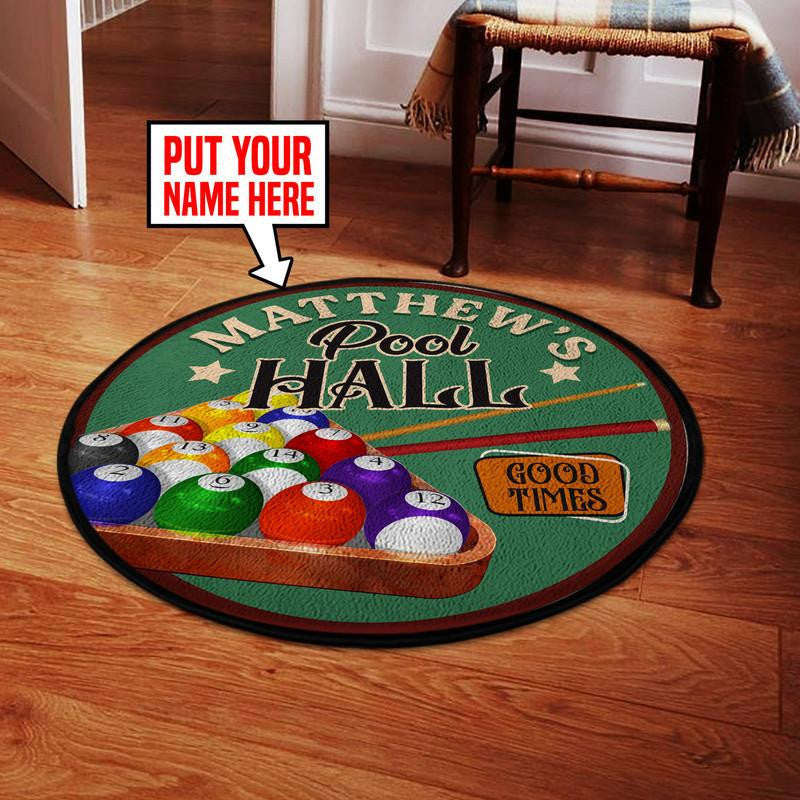 Personalized Pool Hall Living Room Round Mat Circle Rug