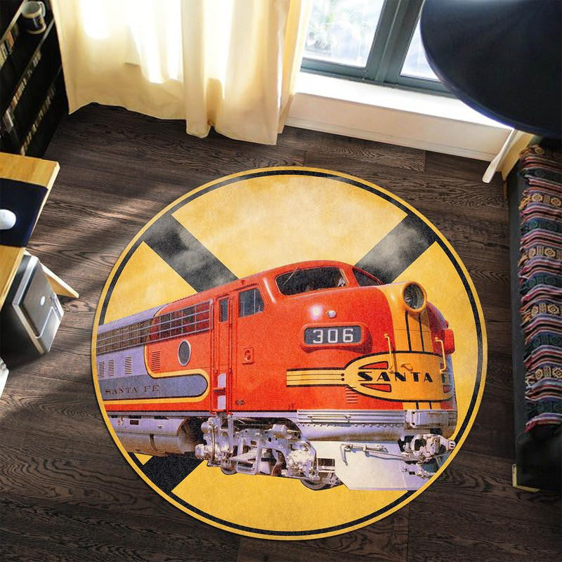 Santa Fe Railroad Crossing Round Mat Round Floor Mat Room Rugs Carpet Outdoor Rug Washable Rugs