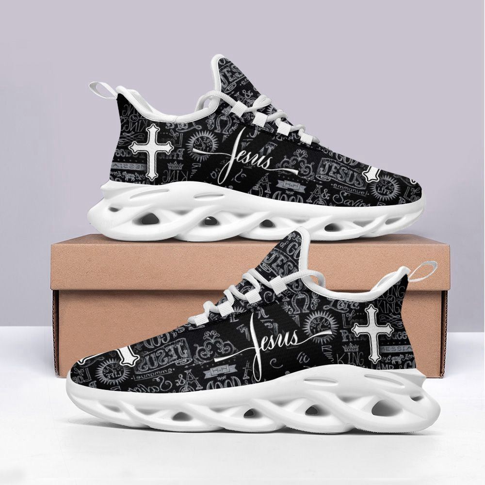 Christian Best Running Shoes, Jesus Running Black Sneakers Max Soul Shoes For Men And Women, Jesus Fashion Shoes