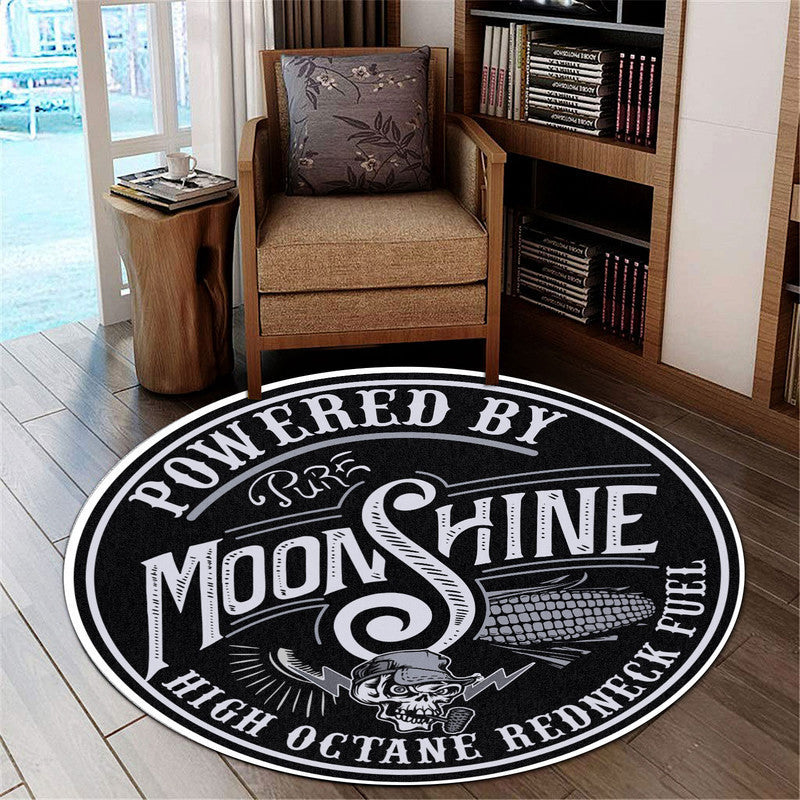 Powered By Pure Moonshine Hot Rod Round Mat Round Floor Mat Room Rugs Carpet Outdoor Rug Washable Rugs