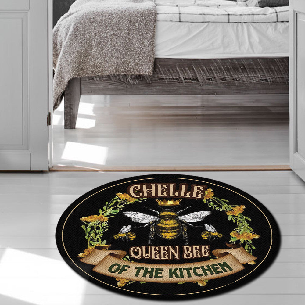 Personalized Queen Bee Of The Kitchen Living Room Round Mat Circle Rug