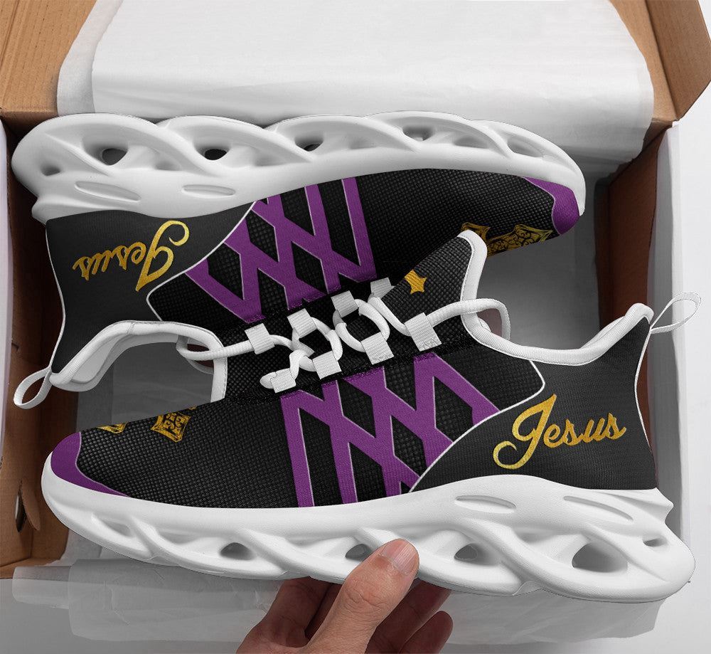 Christian Best Running Shoes, Jesus Running Sneakers Purple Max Soul Shoes For Men And Women, Jesus Fashion Shoes