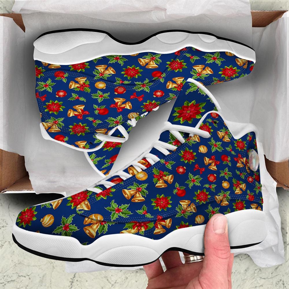 Christmas Basketball Shoes, Poinsettia Merry Christmas Print Pattern Jd13 Shoes For Men Women, Christmas Fashion Shoes