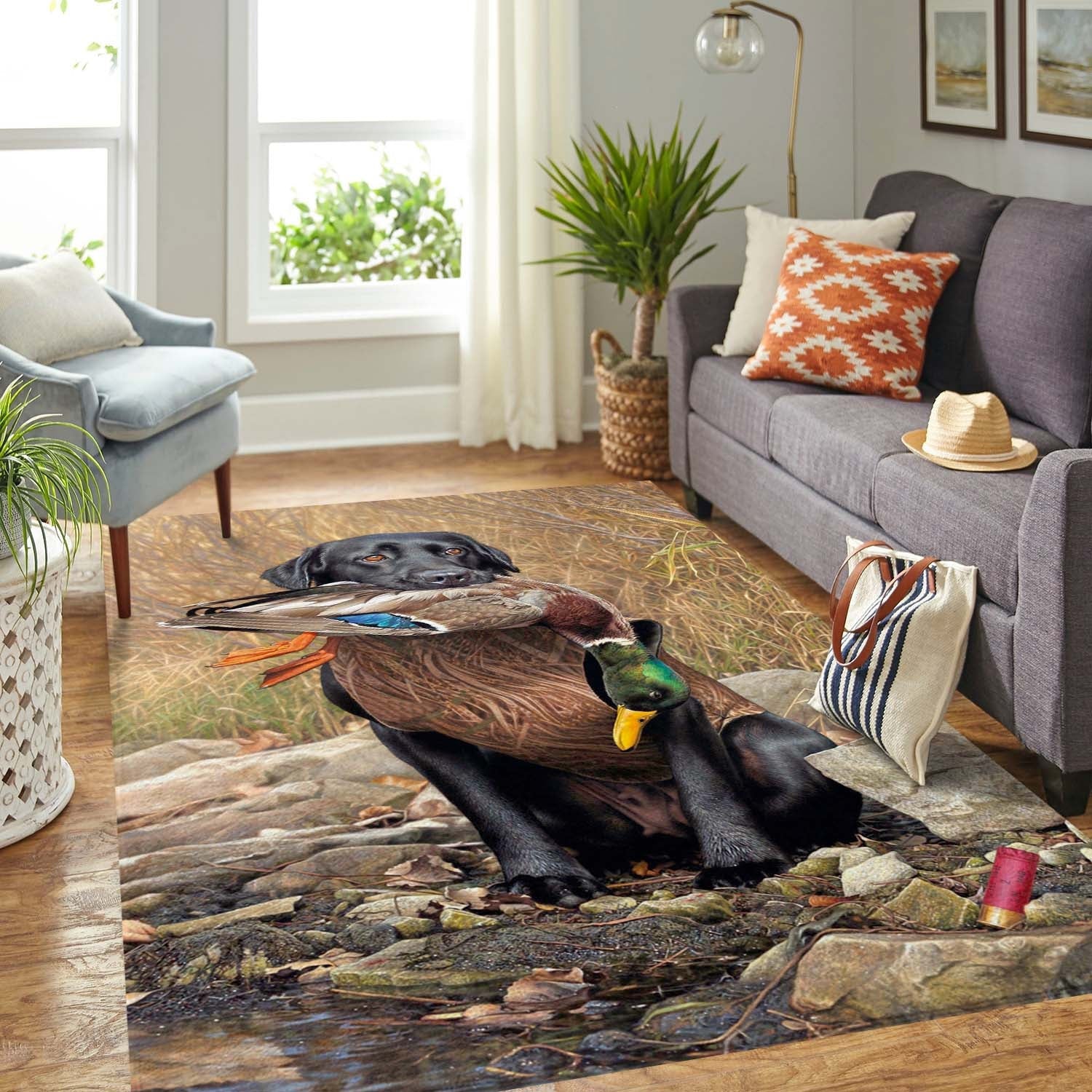 Dog Duck Hunting Area Rug Washable Rugs Carpet Washable Rugs