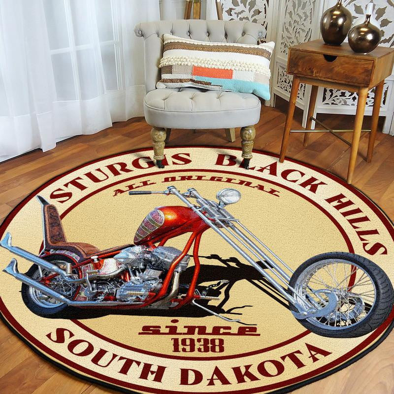 Sturgis South Dakota Chopper Round Mat Round Floor Mat Room Rugs Carpet Outdoor Rug Washable Rugs